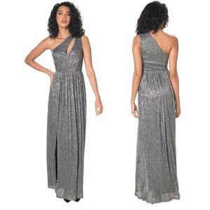 Dress the Population Silver Sequin One-Shoulder Gown
